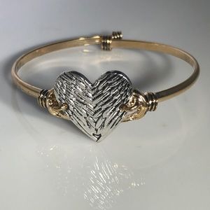 Two-tone heart bangle bracelet!
